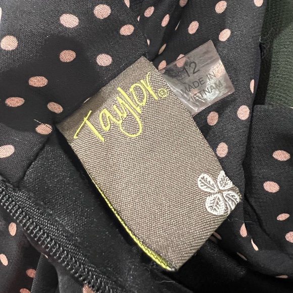 Taylor A-line Women's Black Dress Tan Polka Dot Halter Neck Ruffles Short - Picture 5 of 5